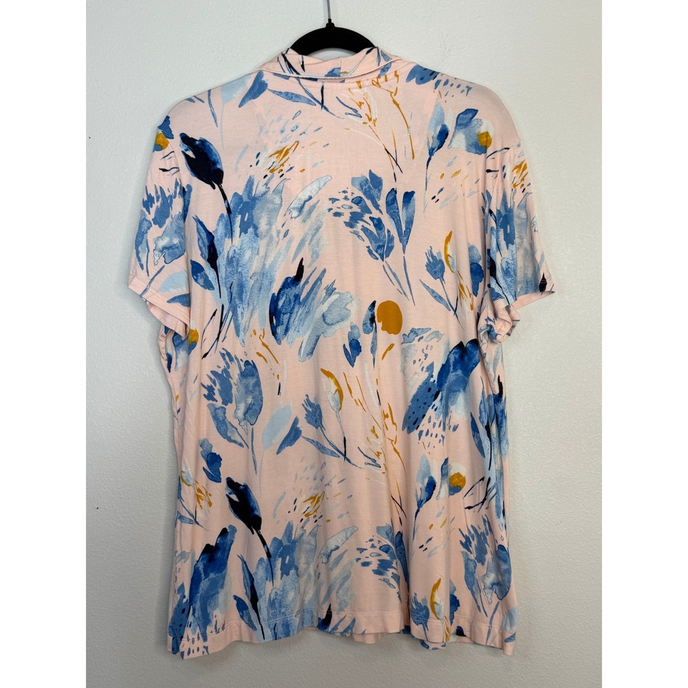 Soma Cool Nights Pajama Set XL Pink Blue Floral Short Sleeve Shirt Shorts 2pc - Picture 2 of 6